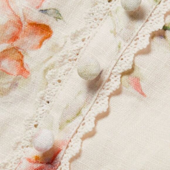 LoveShackFancy Emmalou Linen Floral Crop Top - Picture 3 of 10